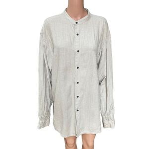 Bruno Vintage 90s Linen Blend grey Button Down Shirt size XL designed in Italy